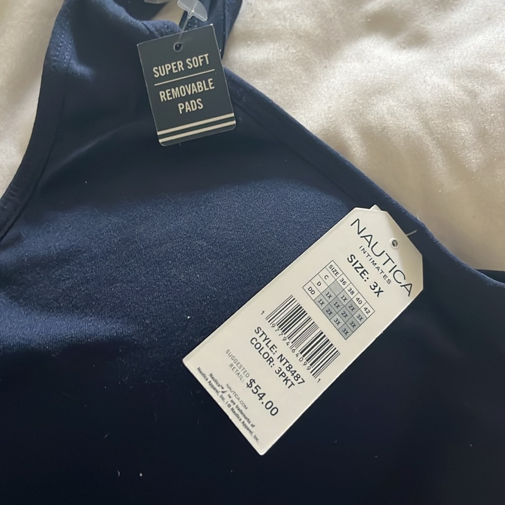 Nautica, navy blue comfort bra, Size: 3X - Picture 3 of 4